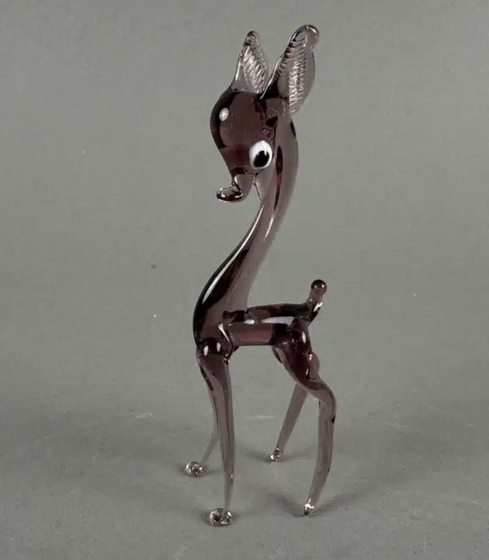 Venezianische Bambi-Figur aus mundgeblasenem Glas