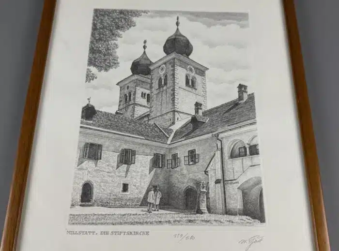 Lithographie Millstatt die Stiftskirche – Bild 2