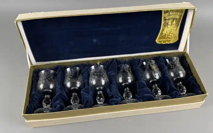 6 dekorative Bleikristall Gläser in originaler Box