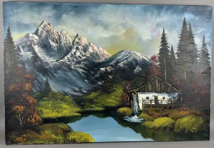 Bild öl auf Leinwand Berghütte in den Alpen