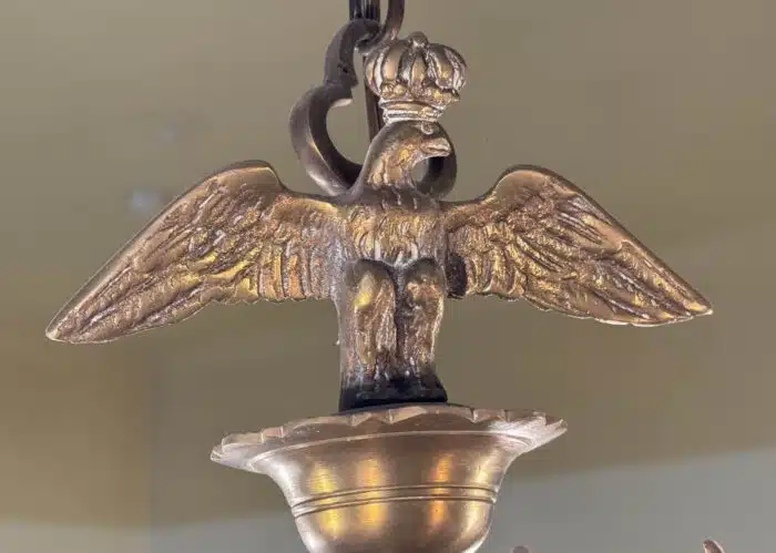 Messing Luster  Adler mit Krone  und anderen Tier Appliken – Bild 5