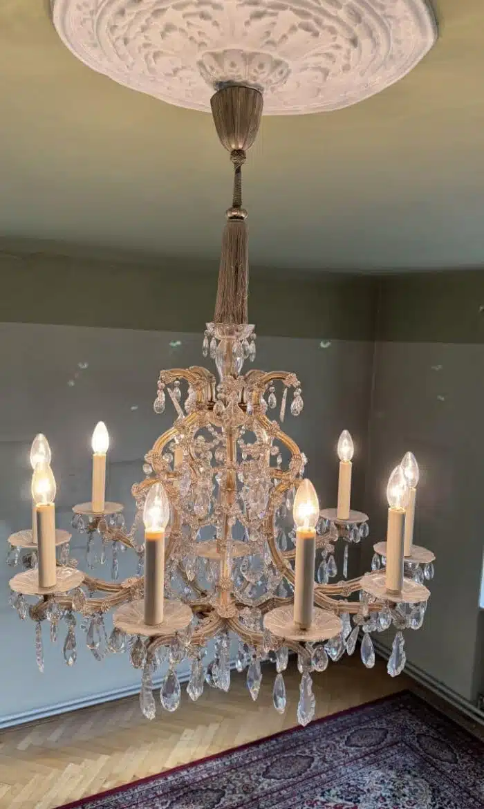 Traumhafter Kronleuchter um 1900 Höhe ca. 110 cm Dm. Ca. 85 cm – Bild 7
