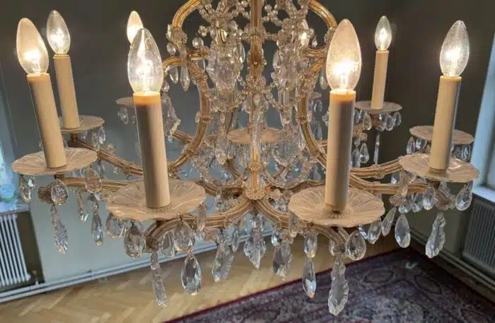Traumhafter Kronleuchter um 1900 Höhe ca. 110 cm Dm. Ca. 85 cm – Bild 10