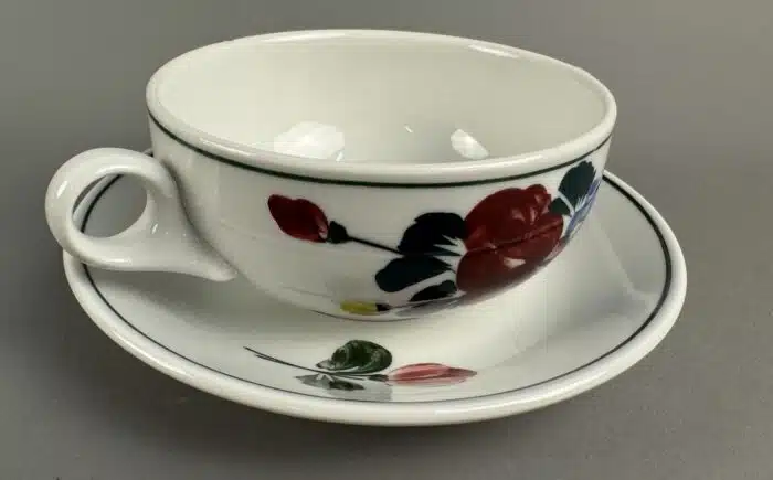 6 Stück Lilienporzellan Suppenschalen mit Unterteller Alpenflora – Bild 3