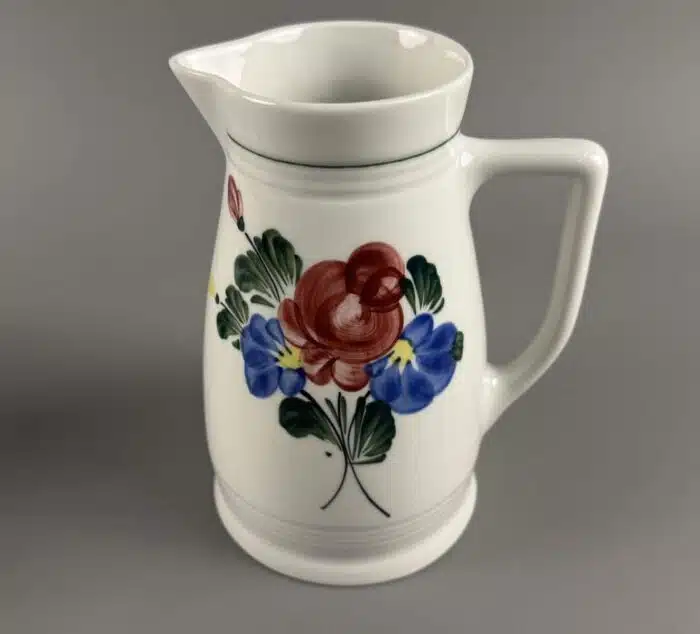 Lilienporzellan großer Glühwein Krug mit 6 Bechern Alpenflora – Bild 4