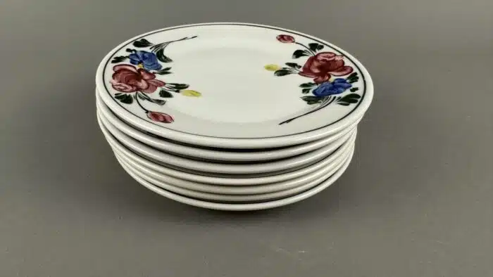 6 Stück Lilienporzellan Desertteller  Alpenflora