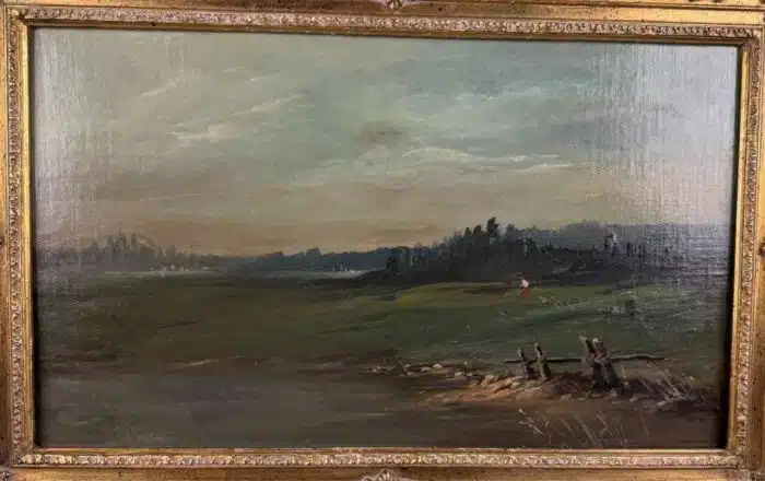 Ludwig Willroider Landschaftsbild signiert Lud. Willroider, Öl auf Leinwand rückseitig beschrieben im Prunkrahmen 67 x 46 cm – Bild 2