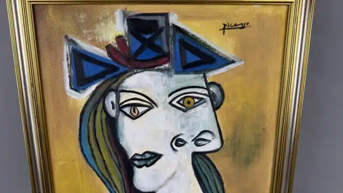 Pablo Picasso: „Femme Avec Le Chapeau“ schöne Kopie 58 x 48 cm – Bild 3