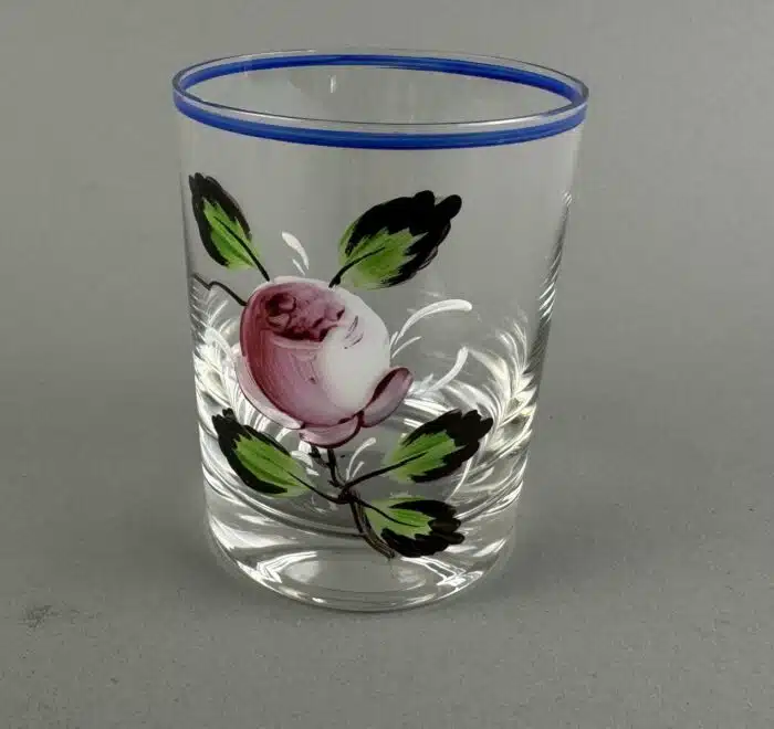 Switbert Lobisser - Aus persönlichem Besitz -  handbemaltes Glas mit Rose – Bild 2