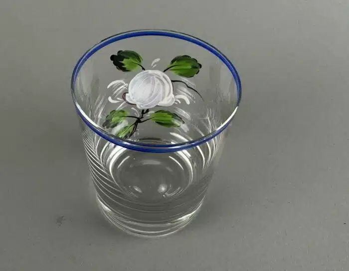 Switbert Lobisser - Aus persönlichem Besitz -  handbemaltes Glas mit Rose – Bild 3