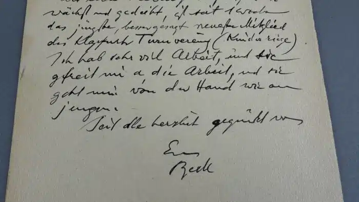 Switbert Lobisser - Holzschnitt - und Rückseitig ein Brief an seine Eltern vom 10.03.1937 - "Grüße euer Bertl" – Bild 6