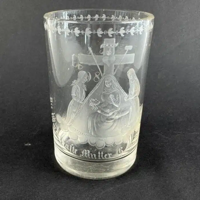 Switbert Lobisser - Aus persönlichem Besitz - Biedermeier-Becher aus 1861 Schmerzhafte  Mutter Gottes H 12 cm – Bild 4