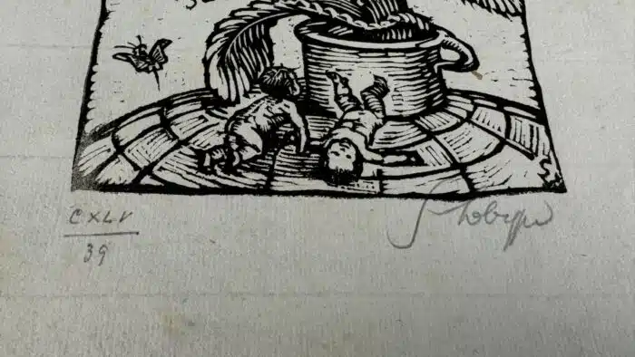 Switbert Lobisser - Holzschnitt - Herzlichen Glückwunsch 1931 auf Briefpapier - Wasserzeichen im Papier vom Stift St. Paul  Op. 145 HS 14,7x10,5cm signiert nummeriert – Bild 3