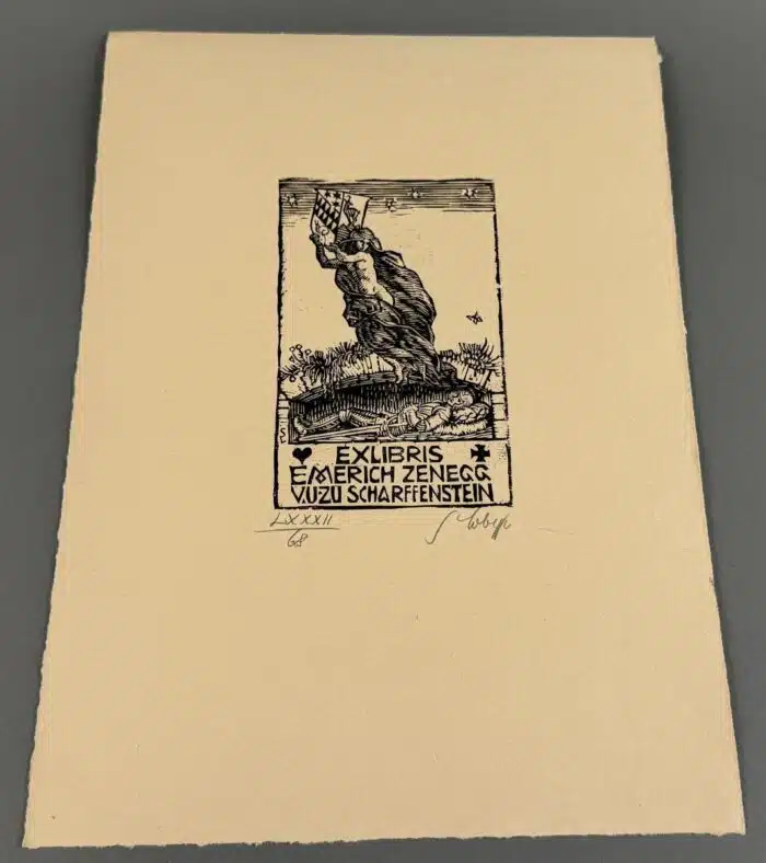Switbert Lobisser - Holzschnitt - Emerich Zenegg von und zu Scharffenstein op 82 HS 1928 15,1x9,3cm signiert und nummeriert
