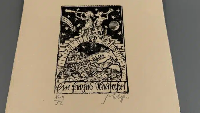 Switbert Lobisser - Holzschnitt - Mein Neujahrswunsch 1927 op 42 HS 15,2x10,8cm signiert und nummeriert – Bild 2