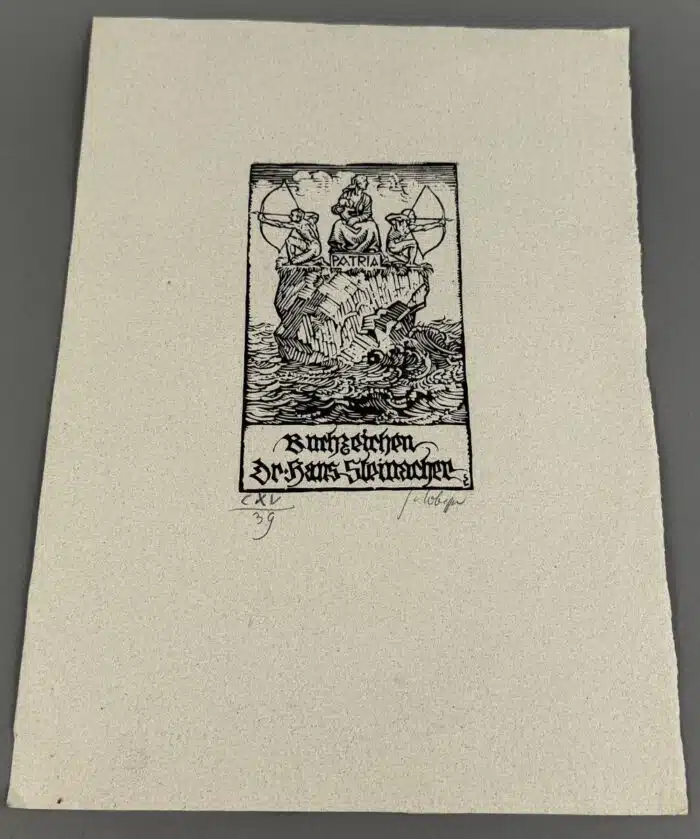 Switbert Lobisser - Holzschnitt Dr. Hans Steinacher auf Briefpapier mit Wasserzeichen im Papier vom Stift St. Paul op 115 HS 1929 14,8x9,0cm signiert und nummeriert