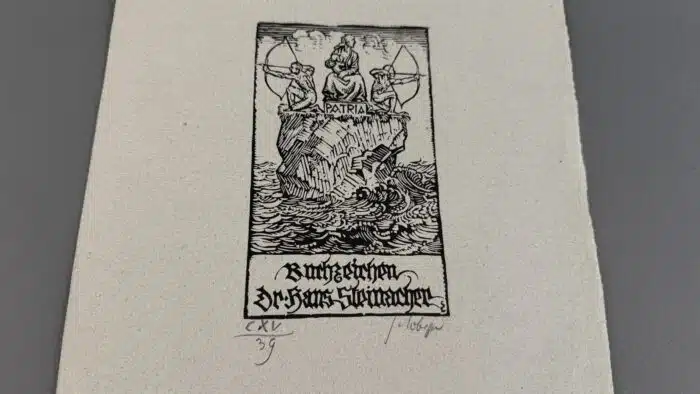 Switbert Lobisser - Holzschnitt Dr. Hans Steinacher auf Briefpapier mit Wasserzeichen im Papier vom Stift St. Paul op 115 HS 1929 14,8x9,0cm signiert und nummeriert – Bild 2