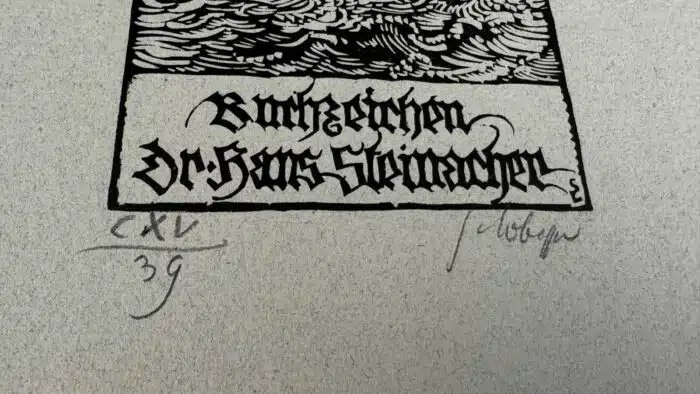Switbert Lobisser - Holzschnitt Dr. Hans Steinacher auf Briefpapier mit Wasserzeichen im Papier vom Stift St. Paul op 115 HS 1929 14,8x9,0cm signiert und nummeriert – Bild 3