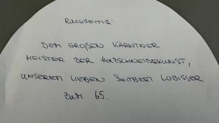 Switbert Lobisser - Aus persönlichem Besitz - Holzschale mit Widmung zum 65 Geburtstag 23.03.1943 – Bild 2