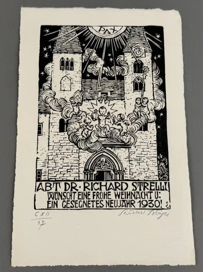 Switbert Lobisser - Holzschnitt - Abt Streli 1930 Op.148 HS 18,8x12,1cm signiert nummeriert