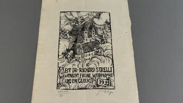 Switbert Lobisser - Holzschnitt - Abt Streli 1932 auf Papier vom Stift St. Paul. Op.148 HS 18,8x12,1cm signiert nummeriert – Bild 2