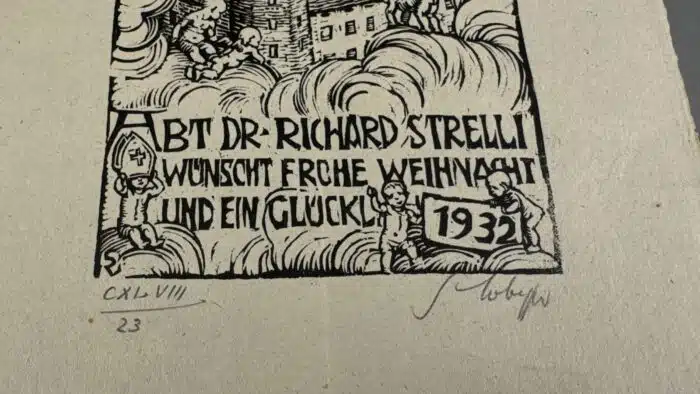 Switbert Lobisser - Holzschnitt - Abt Streli 1932 auf Papier vom Stift St. Paul. Op.148 HS 18,8x12,1cm signiert nummeriert – Bild 3