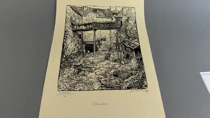 Switbert Lobisser - Holzschnitt - Flucht, auf Papier vom Stift St. Paul.  48 x 31,5cm signiert und nummeriert – Bild 2