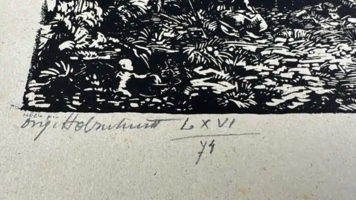 Switbert Lobisser - Holzschnitt -  auf Brief von 1795 und Papier vom  Stift St. Paul. 38 x 23,5 cm signiert und nummeriert – Bild 3