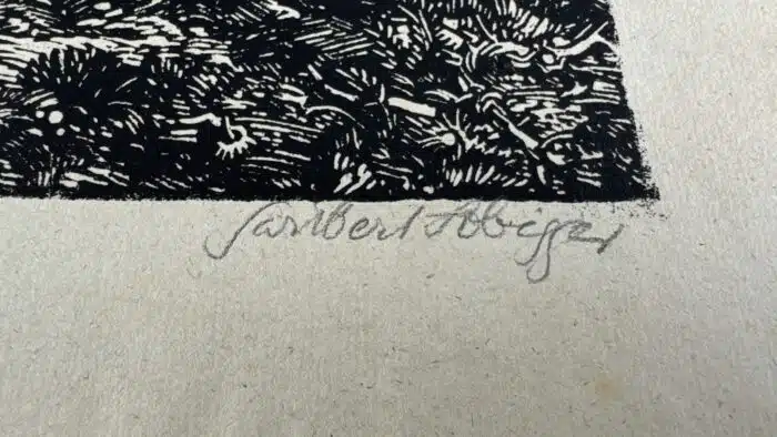 Switbert Lobisser - Holzschnitt -  auf Brief von 1795 und Papier vom  Stift St. Paul. 38 x 23,5 cm signiert und nummeriert – Bild 4