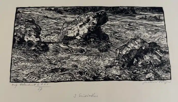 Switbert Lobisser - Holzschnitt - 3 Einsiedler auf Papier vom  Stift St. Paul. 49 x 31,5 cm signiert und nummeriert – Bild 2