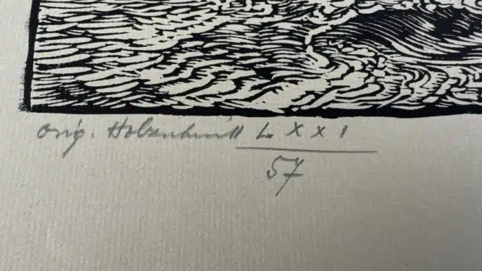 Switbert Lobisser - Holzschnitt - 3 Einsiedler auf Papier vom  Stift St. Paul. 49 x 31,5 cm signiert und nummeriert – Bild 3