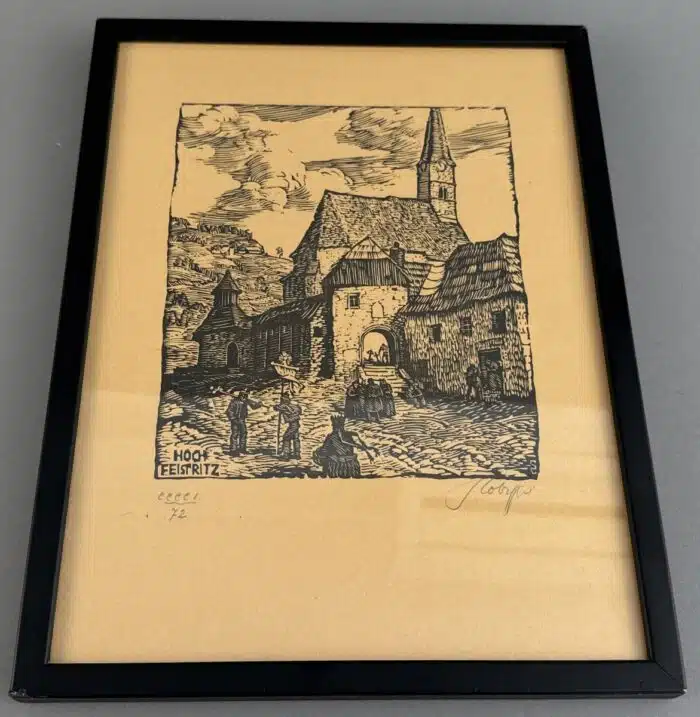 Switbert Lobisser - Holzschnitt - Hochfeistritz Op 401 gerahmt, verglast 33 x 25 cm signiert und nummeriert