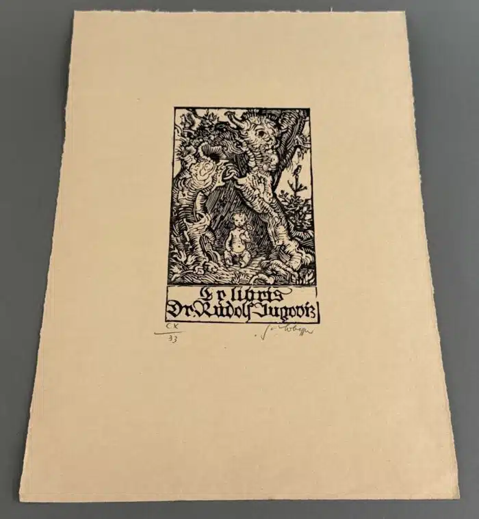 Switbert Lobisser - Holzschnitt -  Dr. Rudolf Jugoviz op 110 HS 1929 16,4x9,7cm signiert und nummeriert Jugovizhaus Kohldorf