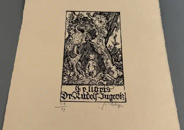 Switbert Lobisser - Holzschnitt -  Dr. Rudolf Jugoviz op 110 HS 1929 16,4x9,7cm signiert und nummeriert Jugovizhaus Kohldorf – Bild 2