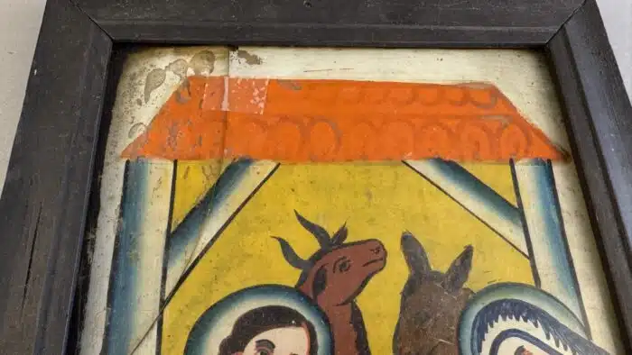Switbert Lobisser - Aus persönlichem Besitz - Hinterglasbild "Geburt Christi", evt. Sandl in Oberösterreich, 1. Hälfte 19. Jahrhundert, Glas gebrochen – Bild 2