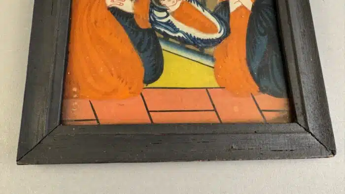 Switbert Lobisser - Aus persönlichem Besitz - Hinterglasbild "Geburt Christi", evt. Sandl in Oberösterreich, 1. Hälfte 19. Jahrhundert, Glas gebrochen – Bild 4