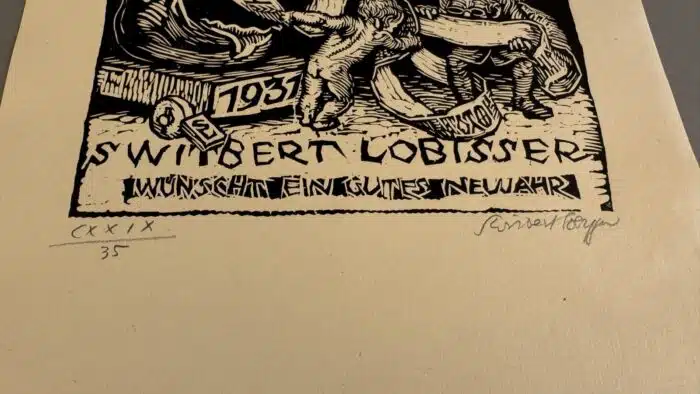 Switbert Lobisser - Holzschnitt - Switbert Lobisser wünscht ein gutes Neujahr 1931 op 129 HS 15,7x17,6cm signiert und nummeriert – Bild 3