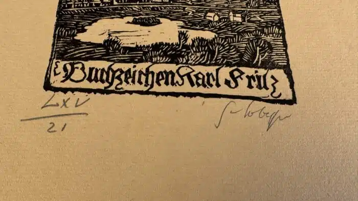 Switbert Lobisser - Holzschnitt - Buchzeichen Karl Fritz op 65 10,5x9,0cm signiert und nummeriert Faakersee Mittagskogel – Bild 3