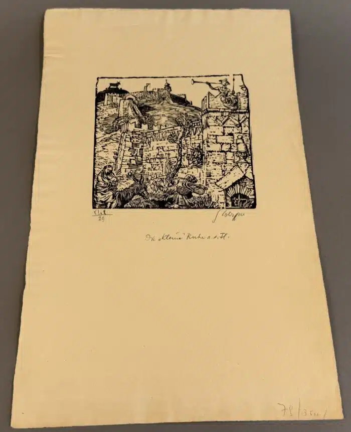 Switbert Lobisser - Holzschnitt - Die kleine Ruhe auf der Flucht 41x25cm
