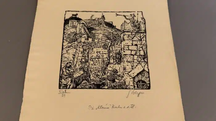 Switbert Lobisser - Holzschnitt - Die kleine Ruhe auf der Flucht 41x25cm – Bild 2