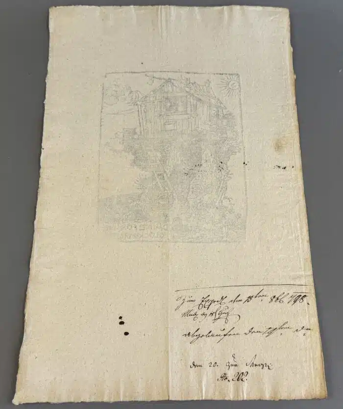 Switbert Lobisser - Holzschnitt -  Danke für die Glückwünsche 1931 auf Brief von 1798  Wasserzeichen im Papier vom Stift St. Paul Op. 136 17,2x13,3cm signiert nummeriert – Bild 4
