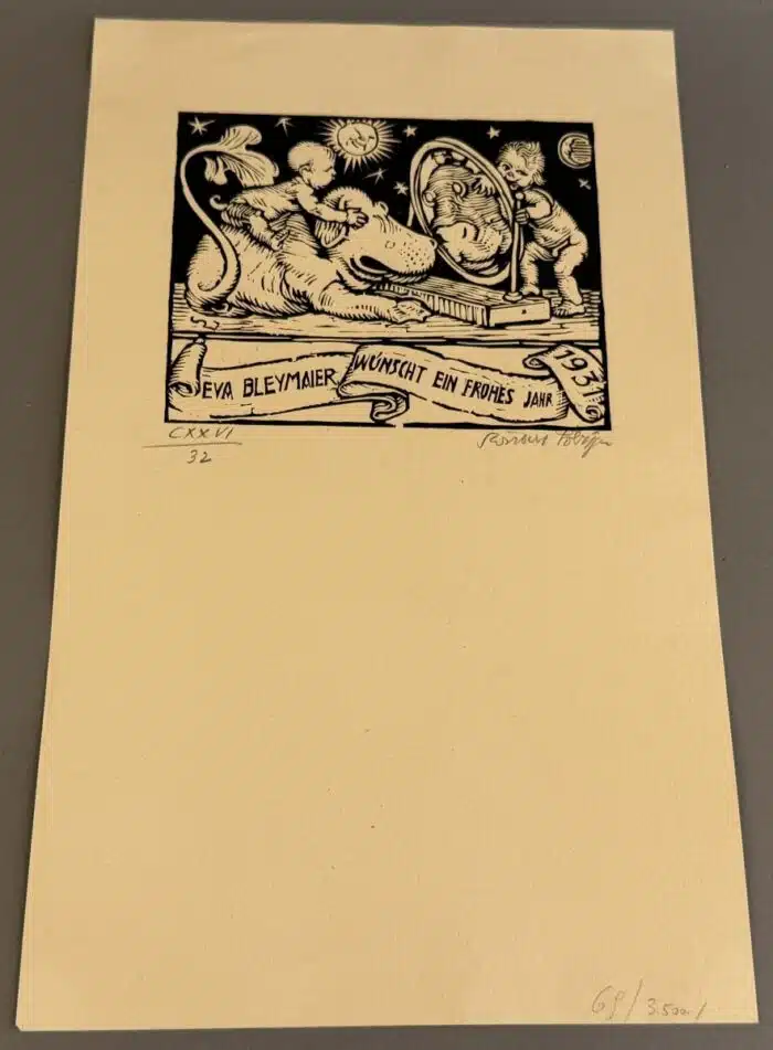 Switbert Lobisser - Holzschnitt -  Eva Bleymaier 1931 14x8,5cm signiert nummeriert