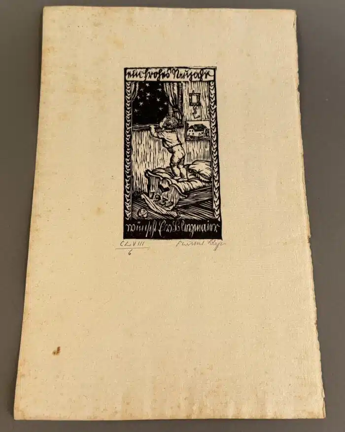 Switbert Lobisser - Holzschnitt - Neujahr Ev Bleymaier HS 1931 Op. 158 14,1x7,2cm signiert nummeriert