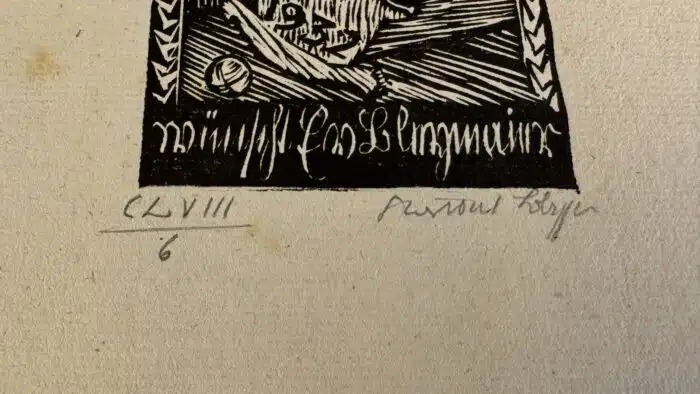 Switbert Lobisser - Holzschnitt - Neujahr Ev Bleymaier HS 1931 Op. 158 14,1x7,2cm signiert nummeriert – Bild 3