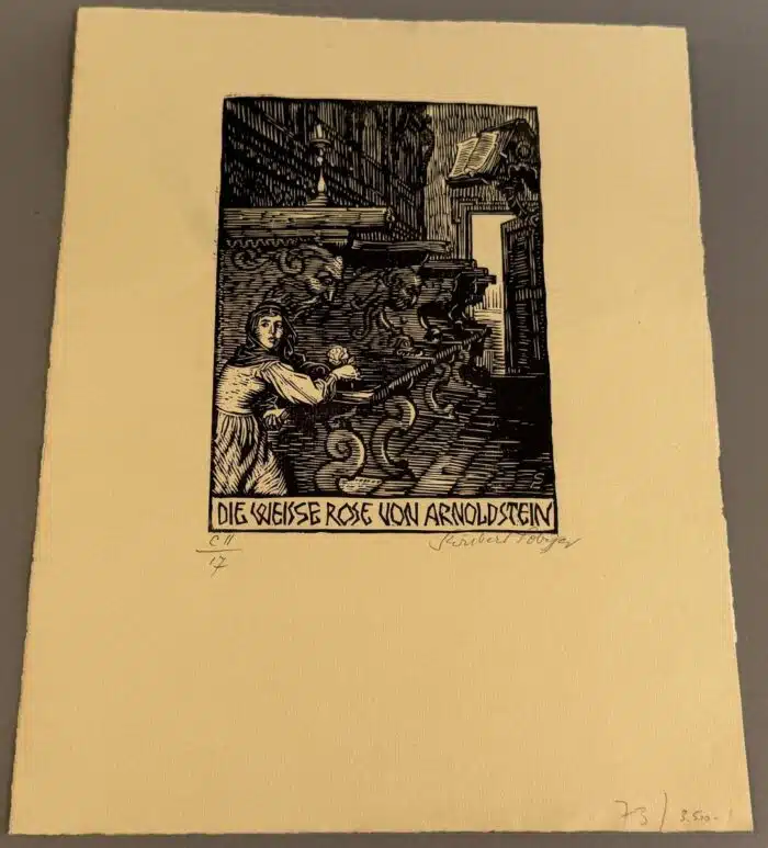 Switbert Lobisser - Holzschnitt - Die weiße Rose von Arnoldstein op 102 HS 1929 17,4x12,3 signiert und nummeriert
