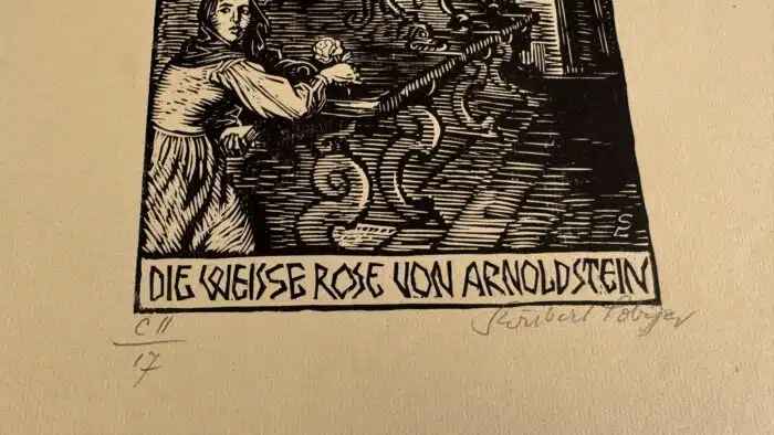 Switbert Lobisser - Holzschnitt - Die weiße Rose von Arnoldstein op 102 HS 1929 17,4x12,3 signiert und nummeriert – Bild 3
