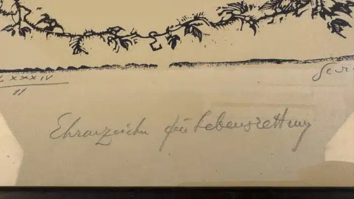 Switbert Lobisser - Holzschnitt -  Ehrenzeichen für Lebensrettung HS Op. 84 signiert betitelt nummeriert 38,4x29cm gerahmt und verglast – Bild 5