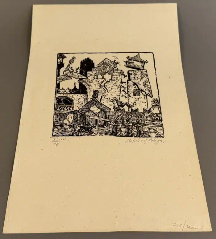 Switbert Lobisser - Holzschnitt -  Die Juden von Jericho op 44 HS 1926 15,3x15,0cm signiert und nummeriert