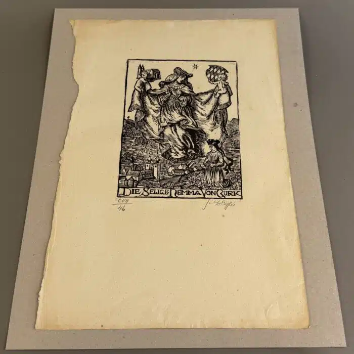 Switbert Lobisser - Holzschnitt -  Selige Hemma von Gurk original HS 1929 op.107 17,8x12,9cm signiert nummeriert
