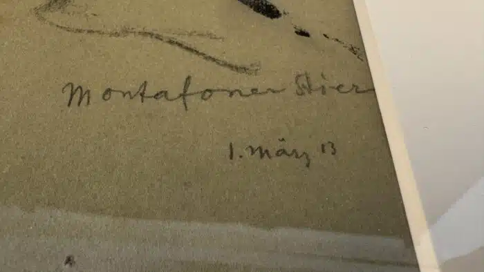 Switbert Lobisser - Kohle Zeichnung Deckweiss - Montafoner Stier betitelt datiert März 1913 Nachlass  Stempel – Bild 5